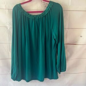 Teal green scoop neck blouse long sleeves size 2x